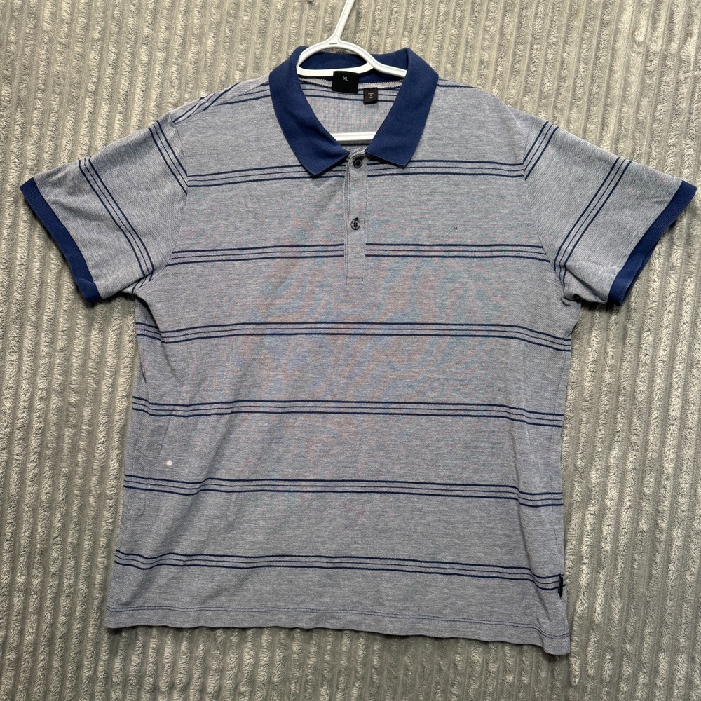 Hugo Boss Polo Shirt Mens XL Blue Stripe Short Sleeve Golf Rugby Casual Adult